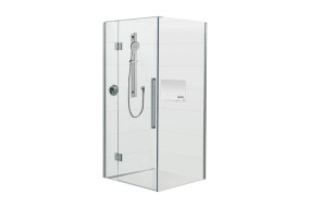 Tiled Glass Shower with Shelf