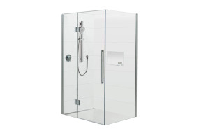 Tiled Glass Shower With Shelf