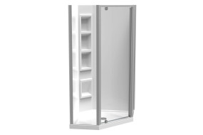 Angled Corner Shower With Shelves
