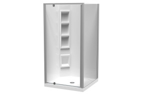 Two-sided shower with swing door