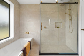 spa inspired bathroom upgrade marble surfaces gold details 8